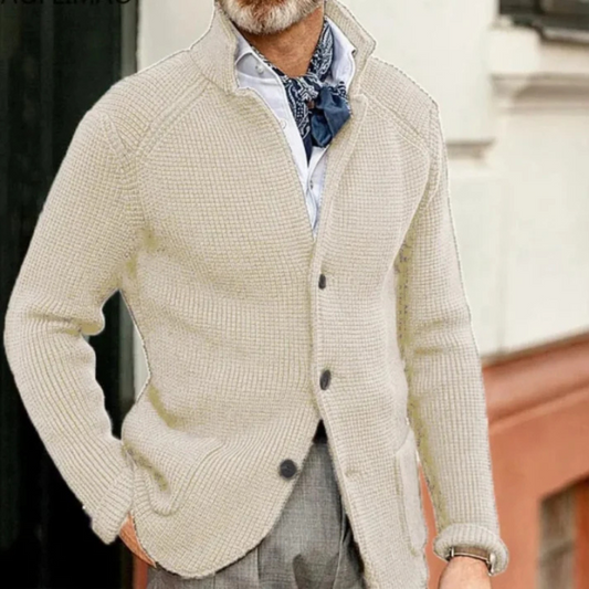 Aaron | Men's Textured Knit Cardigan Button-Up