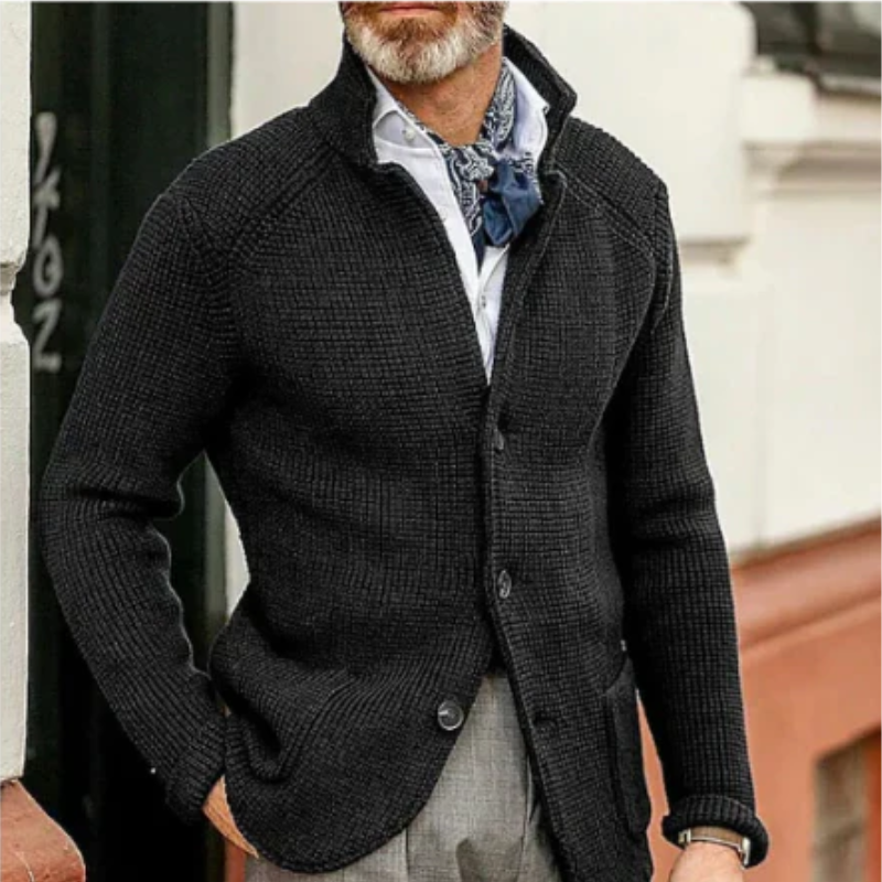 Aaron | Men's Textured Knit Cardigan Button-Up