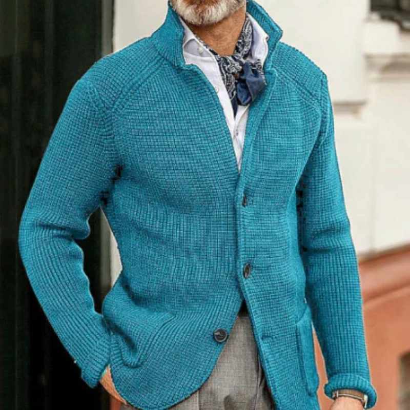 Aaron | Men's Textured Knit Cardigan Button-Up