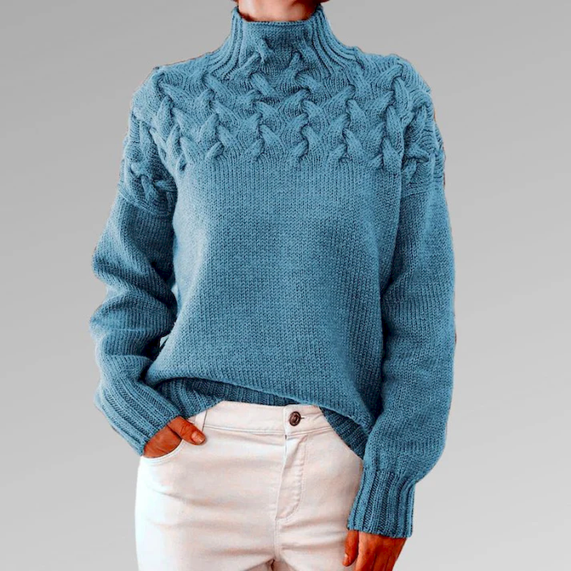 Barbara | Women's Cable Knit Sweater Turtleneck