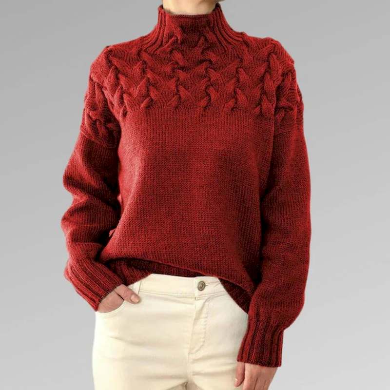 Barbara | Women's Cable Knit Sweater Turtleneck