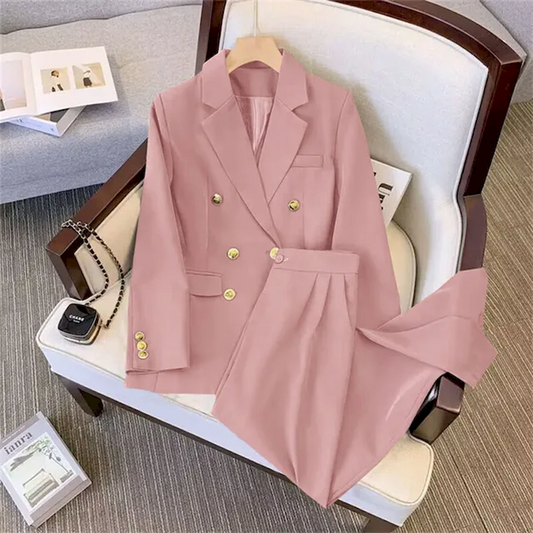 Eleanor | Women's Double-Breasted Blazer & Trousers Suit Two-Piece Set